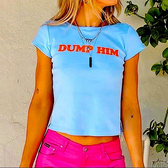 Blue Dump Him y2k t-shirt - Picture 10 of 16